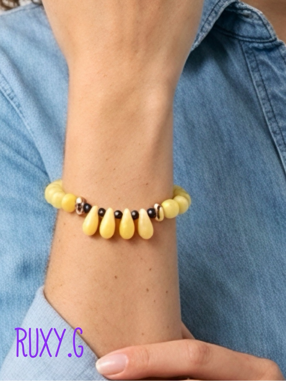 Yellow Teardrop Beaded Bracelet